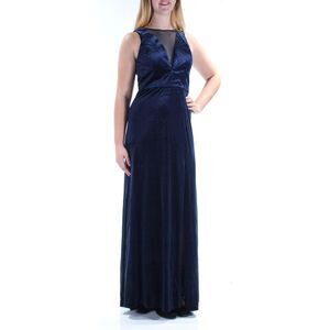 NWT NW WOMEN Womens Navy Slitted Sleeveless V Neck Maxi Party Sheath Dress 8